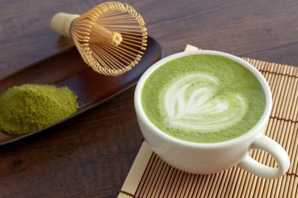 A beautifully presented cup of Japanese Matcha tea.